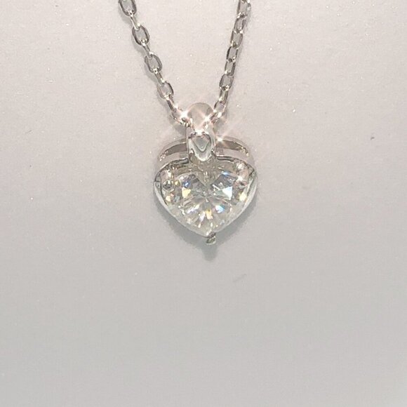Sterling Silver Heart Moissanite Pendant Necklace - Picture 6 of 9